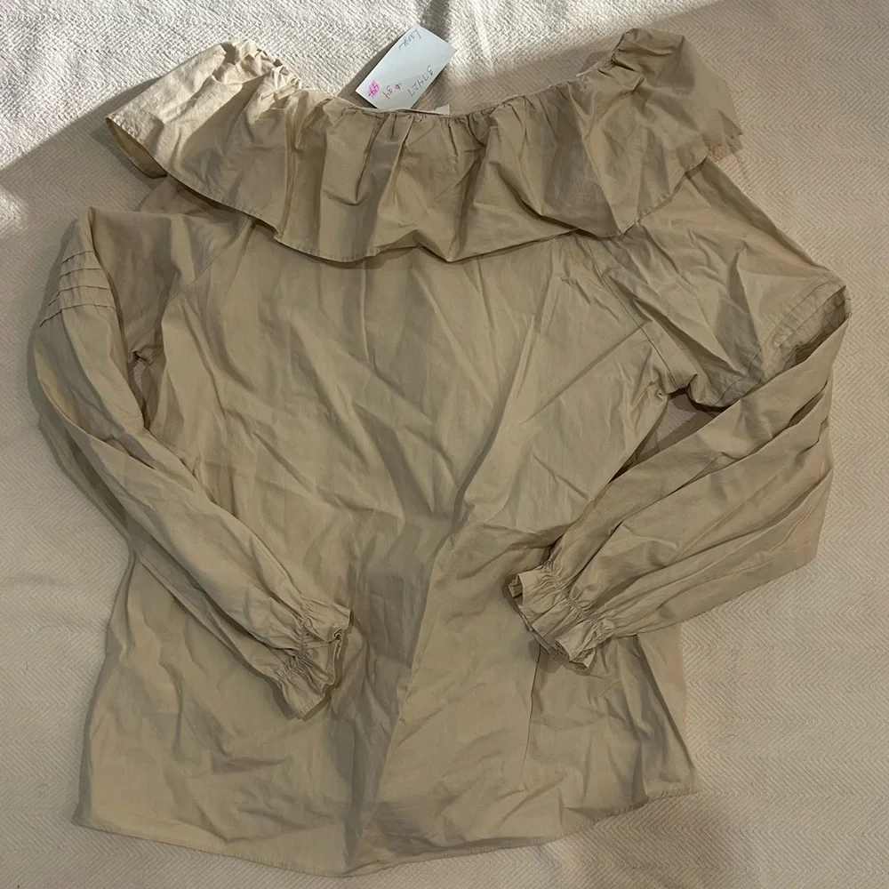 Tan Ruffled Women's Top - Picture 2 of 4